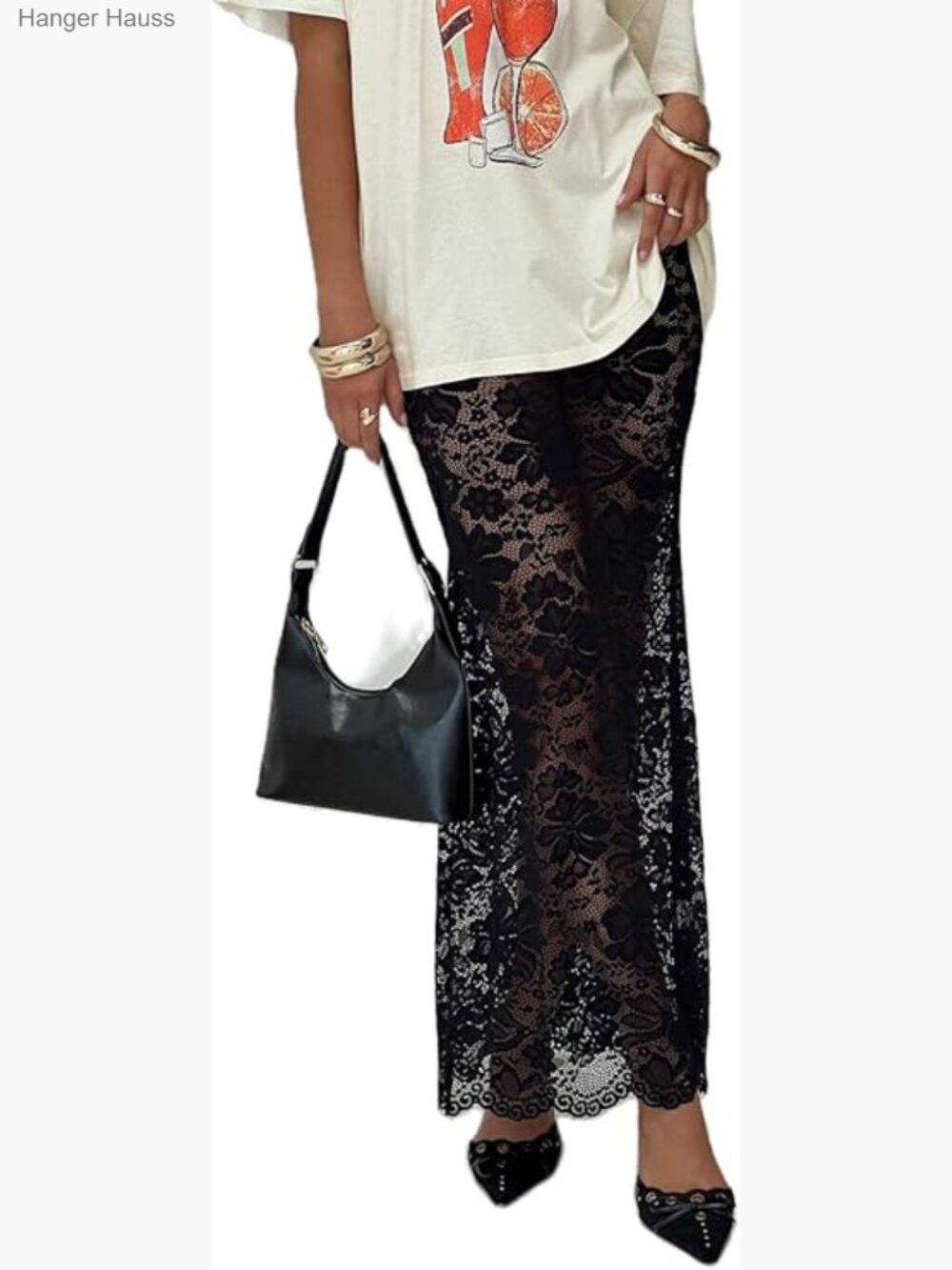 Y2K Sheer Lace Maxi Skirt - Sexy See Through Beach Cover Up Long Skirt